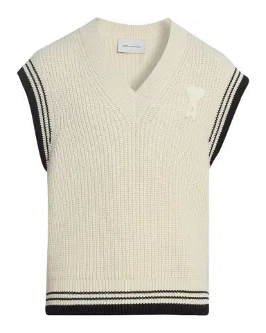 Ami Paris Men's Crochet-Ami De Coeur Wool and Cotton Knit Vest | Thumbnail 1 Ami Paris Men's Crochet-Ami De Coeur Wool and Cotton Knit Vest | Thumbnail 1
