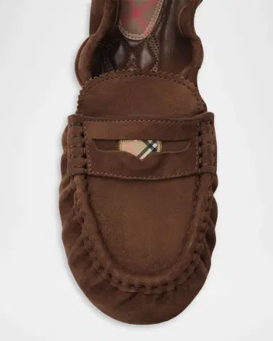 Burberry Suede Fawn Penny Loafers | Thumbnail 3 Burberry Suede Fawn Penny Loafers | Thumbnail 3