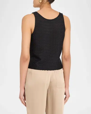 Emporio Armani Cropped Gingham Jacquard Top | Thumbnail 3 Emporio Armani Cropped Gingham Jacquard Top | Thumbnail 3