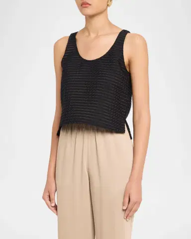 Emporio Armani Cropped Gingham Jacquard Top | Thumbnail 4 Emporio Armani Cropped Gingham Jacquard Top | Thumbnail 4