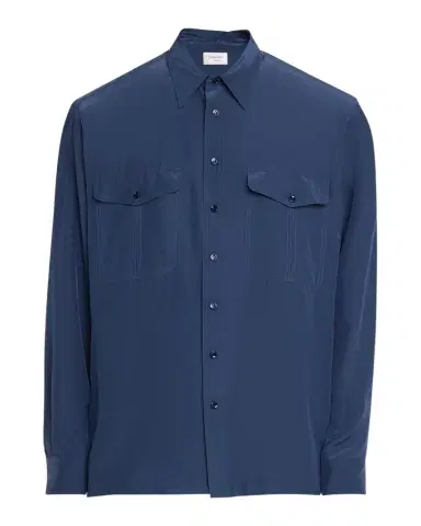 Saint Laurent Men's Viscose and Silk Double-Pocket Button-Down Shirt | Thumbnail 1 Saint Laurent Men's Viscose and Silk Double-Pocket Button-Down Shirt | Thumbnail 1