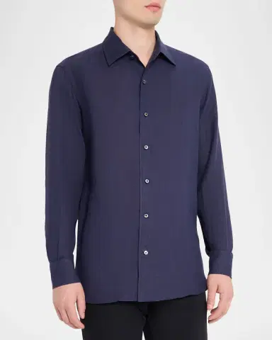 Zegna Men's Oasi Lino Linen Button-Down Shirt | Thumbnail 3 Zegna Men's Oasi Lino Linen Button-Down Shirt | Thumbnail 3