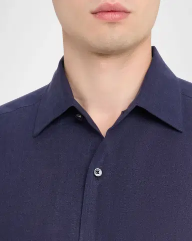 Zegna Men's Oasi Lino Linen Button-Down Shirt | Thumbnail 4 Zegna Men's Oasi Lino Linen Button-Down Shirt | Thumbnail 4