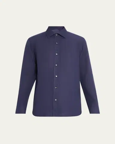Zegna Men's Oasi Lino Linen Button-Down Shirt | Thumbnail 5 Zegna Men's Oasi Lino Linen Button-Down Shirt | Thumbnail 5