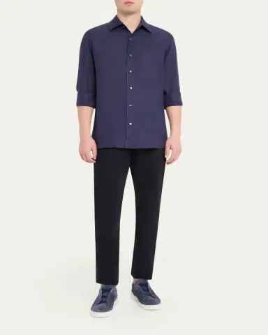 Zegna Men's Oasi Lino Linen Button-Down Shirt | Thumbnail 6 Zegna Men's Oasi Lino Linen Button-Down Shirt | Thumbnail 6
