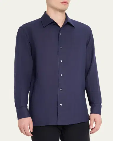 Zegna Men's Oasi Lino Linen Button-Down Shirt | Thumbnail 8 Zegna Men's Oasi Lino Linen Button-Down Shirt | Thumbnail 8