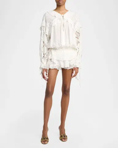 Isabel Marant Nowana Broderie Anglaise Ruffle Peasant Top | Thumbnail 2 Isabel Marant Nowana Broderie Anglaise Ruffle Peasant Top | Thumbnail 2