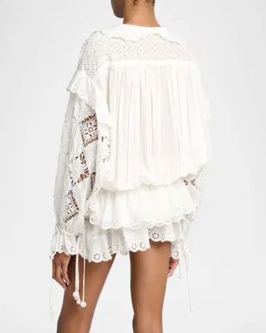 Isabel Marant Nowana Broderie Anglaise Ruffle Peasant Top | Thumbnail 3 Isabel Marant Nowana Broderie Anglaise Ruffle Peasant Top | Thumbnail 3