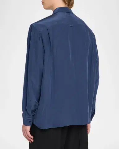 Saint Laurent Men's Viscose and Silk Double-Pocket Button-Down Shirt | Thumbnail 3 Saint Laurent Men's Viscose and Silk Double-Pocket Button-Down Shirt | Thumbnail 3