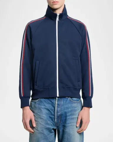 Saint Laurent Men's Piped Raglan-Sleeve Track Jacket | Thumbnail 4 Saint Laurent Men's Piped Raglan-Sleeve Track Jacket | Thumbnail 4