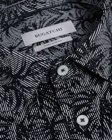 Bugatchi Men's Miles OoohCotton Stripe Leaf Short-Sleeve Shirt | Thumbnail 6 Bugatchi Men's Miles OoohCotton Stripe Leaf Short-Sleeve Shirt | Thumbnail 6