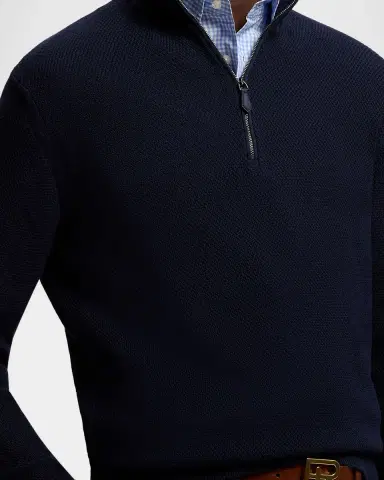 Ralph Lauren Purple Label Textured Silk-Cotton Quarter-Zip Sweater | Thumbnail 5 Ralph Lauren Purple Label Textured Silk-Cotton Quarter-Zip Sweater | Thumbnail 5