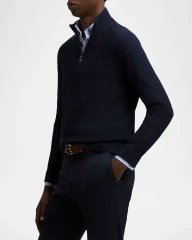 Ralph Lauren Purple Label Textured Silk-Cotton Quarter-Zip Sweater | Thumbnail 6 Ralph Lauren Purple Label Textured Silk-Cotton Quarter-Zip Sweater | Thumbnail 6
