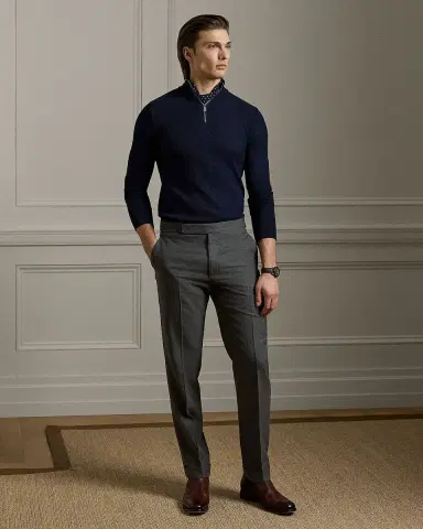Ralph Lauren Purple Label Textured Silk-Cotton Quarter-Zip Sweater | Thumbnail 7 Ralph Lauren Purple Label Textured Silk-Cotton Quarter-Zip Sweater | Thumbnail 7