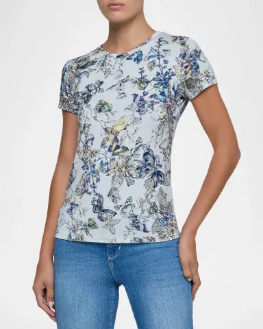 L'AGENCE Ressi Short-Sleeve Watercolor Butterfly Tee | Thumbnail 4 L'AGENCE Ressi Short-Sleeve Watercolor Butterfly Tee | Thumbnail 4