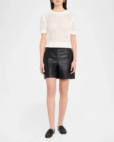 Vince Honeycomb Short-Sleeve Sweater | Thumbnail 2 Vince Honeycomb Short-Sleeve Sweater | Thumbnail 2