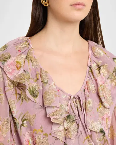 Kobi Halperin Leia Metallic Floral-Print Ruffle Blouse | Thumbnail 5 Kobi Halperin Leia Metallic Floral-Print Ruffle Blouse | Thumbnail 5