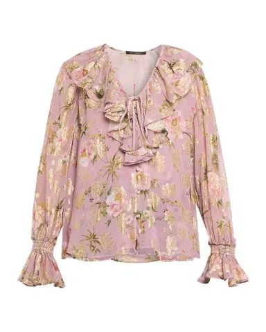 Kobi Halperin Leia Metallic Floral-Print Ruffle Blouse | Thumbnail 1 Kobi Halperin Leia Metallic Floral-Print Ruffle Blouse | Thumbnail 1
