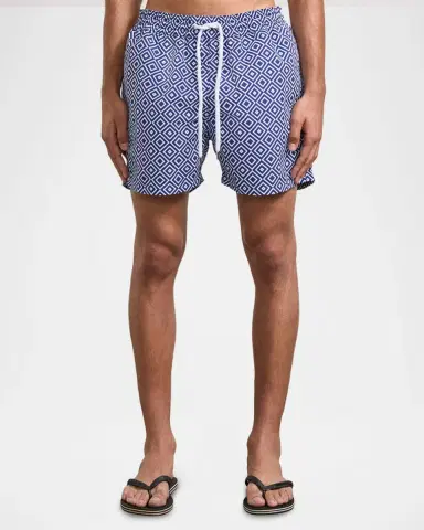 Frescobol Carioca Men's Angra Nylon Geometric Tile-Print Sport Swim Shorts | Thumbnail 3 Frescobol Carioca Men's Angra Nylon Geometric Tile-Print Sport Swim Shorts | Thumbnail 3