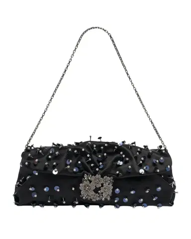 Roger Vivier Efflorescence Embellished Satin Clutch Bag | Thumbnail 1 Roger Vivier Efflorescence Embellished Satin Clutch Bag | Thumbnail 1
