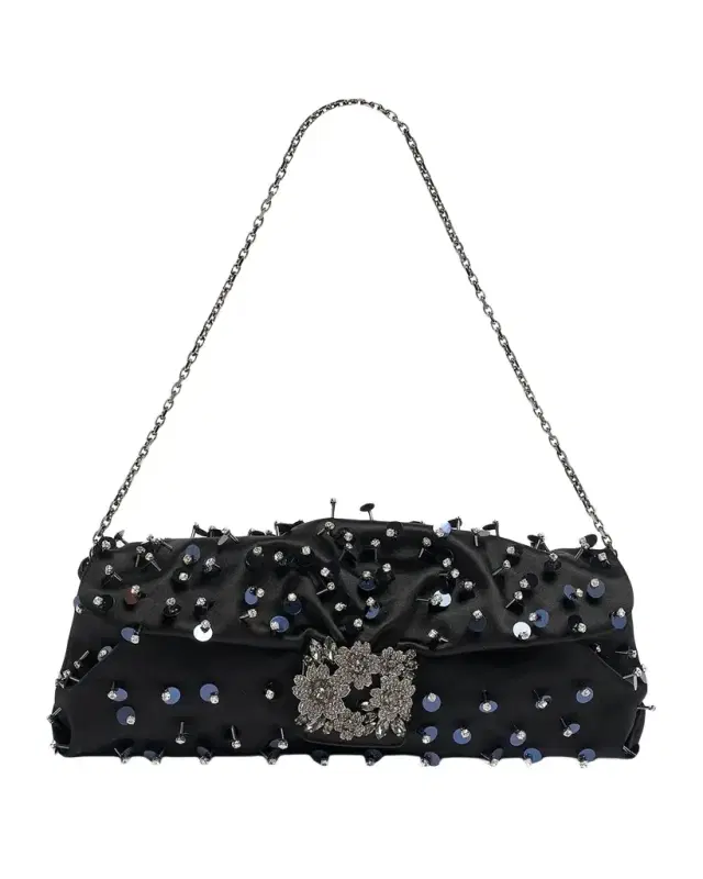 Efflorescence Embellished Satin Clutch Bag Efflorescence Embellished Satin Clutch Bag
