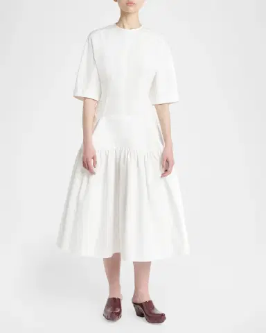 Bottega Veneta Cotton Voile Drop-Waist Midi Dress | Thumbnail 2 Bottega Veneta Cotton Voile Drop-Waist Midi Dress | Thumbnail 2