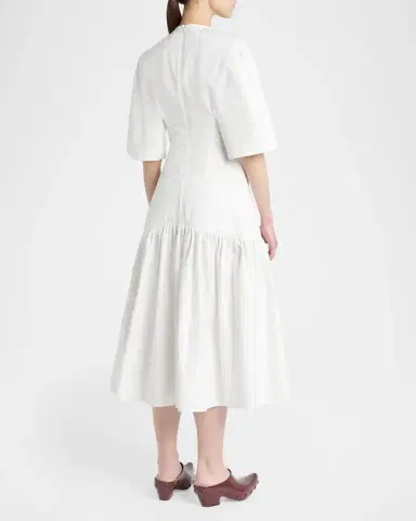 Bottega Veneta Cotton Voile Drop-Waist Midi Dress | Thumbnail 3 Bottega Veneta Cotton Voile Drop-Waist Midi Dress | Thumbnail 3