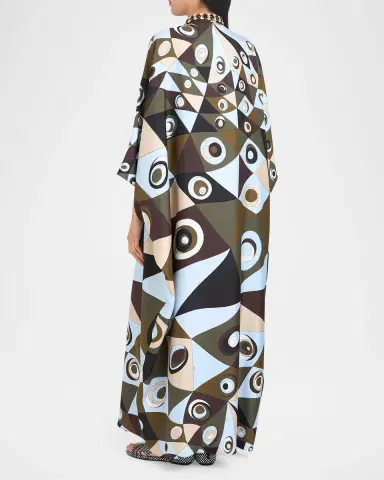 Pucci Vivara Silk Crepe De Chine Embellished Maxi Caftan Dress | Thumbnail 3 Pucci Vivara Silk Crepe De Chine Embellished Maxi Caftan Dress | Thumbnail 3