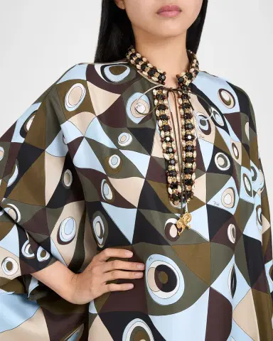Pucci Vivara Silk Crepe De Chine Embellished Maxi Caftan Dress | Thumbnail 5 Pucci Vivara Silk Crepe De Chine Embellished Maxi Caftan Dress | Thumbnail 5