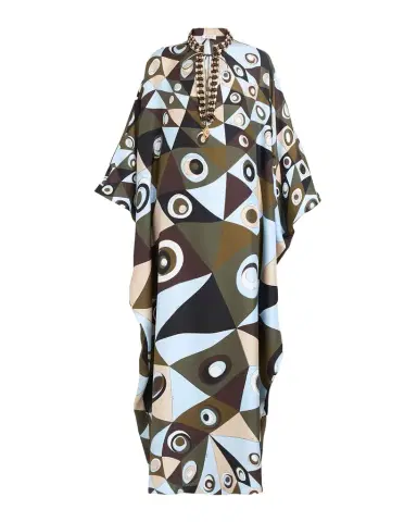 Pucci Vivara Silk Crepe De Chine Embellished Maxi Caftan Dress | Thumbnail 1 Pucci Vivara Silk Crepe De Chine Embellished Maxi Caftan Dress | Thumbnail 1