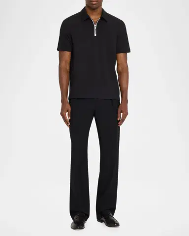 Bugatchi Men's Quarter-Zip Melange Performance Knit Polo Shirt | Thumbnail 2 Bugatchi Men's Quarter-Zip Melange Performance Knit Polo Shirt | Thumbnail 2