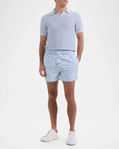 Bugatchi Men's Cruz Mid-Length Wave-Print Swim Trunks | Thumbnail 2 Bugatchi Men's Cruz Mid-Length Wave-Print Swim Trunks | Thumbnail 2