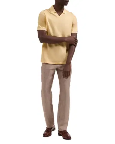 Bugatchi Men's Performance Micro-Herringbone Johnny Collar Polo Shirt | Thumbnail 1 Bugatchi Men's Performance Micro-Herringbone Johnny Collar Polo Shirt | Thumbnail 1