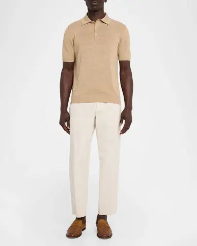 Isaia Men's Linen-Silk Short-Sleeve Polo Shirt | Thumbnail 2 Isaia Men's Linen-Silk Short-Sleeve Polo Shirt | Thumbnail 2
