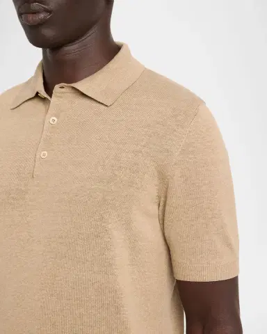 Isaia Men's Linen-Silk Short-Sleeve Polo Shirt | Thumbnail 5 Isaia Men's Linen-Silk Short-Sleeve Polo Shirt | Thumbnail 5