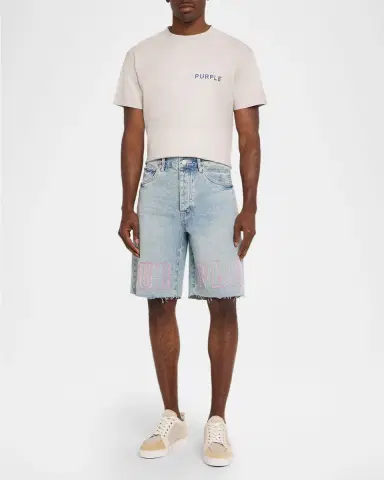 PURPLE Men's Slab Wordmark Relaxed Denim Shorts | Thumbnail 2 PURPLE Men's Slab Wordmark Relaxed Denim Shorts | Thumbnail 2