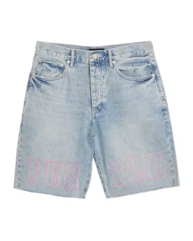 PURPLE Men's Slab Wordmark Relaxed Denim Shorts | Thumbnail 1 PURPLE Men's Slab Wordmark Relaxed Denim Shorts | Thumbnail 1
