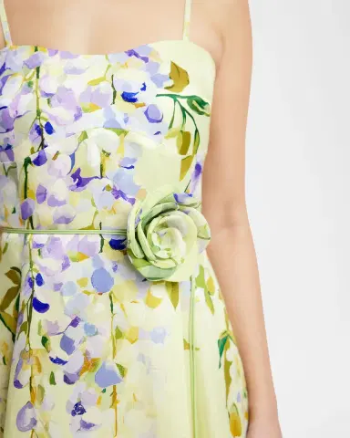LEO LIN Mariela Belted Floral-Print Sweetheart Midi Dress | Thumbnail 5 LEO LIN Mariela Belted Floral-Print Sweetheart Midi Dress | Thumbnail 5