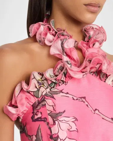 LEO LIN Floral-Print Ruffle Halter Maxi Dress | Thumbnail 5 LEO LIN Floral-Print Ruffle Halter Maxi Dress | Thumbnail 5