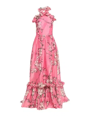 LEO LIN Floral-Print Ruffle Halter Maxi Dress | Thumbnail 1 LEO LIN Floral-Print Ruffle Halter Maxi Dress | Thumbnail 1