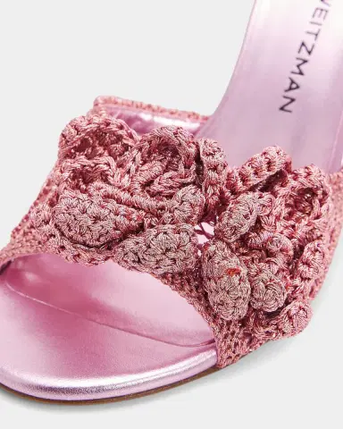 Stuart Weitzman 85mm Lotus Metallic Crochet Slide Sandals | Thumbnail 2 Stuart Weitzman 85mm Lotus Metallic Crochet Slide Sandals | Thumbnail 2