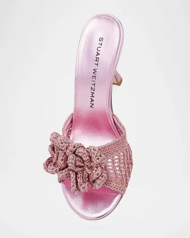 Stuart Weitzman 85mm Lotus Metallic Crochet Slide Sandals | Thumbnail 3 Stuart Weitzman 85mm Lotus Metallic Crochet Slide Sandals | Thumbnail 3