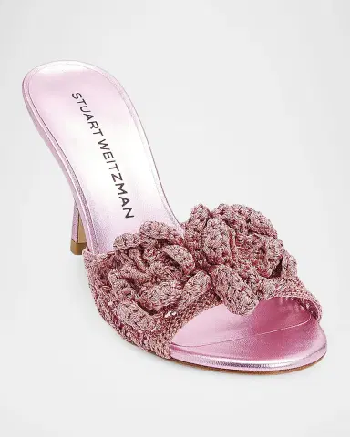 Stuart Weitzman 85mm Lotus Metallic Crochet Slide Sandals | Thumbnail 5 Stuart Weitzman 85mm Lotus Metallic Crochet Slide Sandals | Thumbnail 5