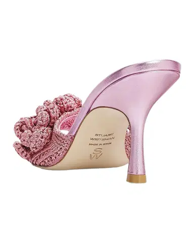 Stuart Weitzman 85mm Lotus Metallic Crochet Slide Sandals | Thumbnail 1 Stuart Weitzman 85mm Lotus Metallic Crochet Slide Sandals | Thumbnail 1