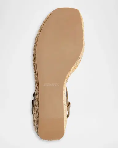 Bernardo 95mm Cairo Leather and Raffia Wedge Sandals | Thumbnail 4 Bernardo 95mm Cairo Leather and Raffia Wedge Sandals | Thumbnail 4