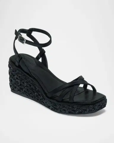Bernardo 95mm Cairo Leather and Raffia Wedge Sandals | Thumbnail 5 Bernardo 95mm Cairo Leather and Raffia Wedge Sandals | Thumbnail 5