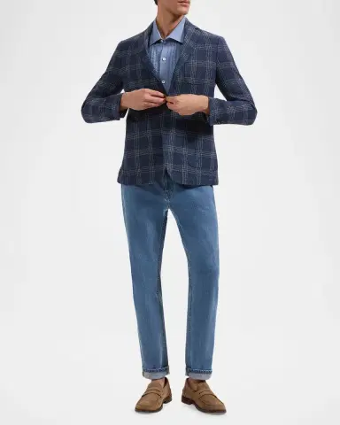 Bugatchi Men's Windowpane Two-Button Blazer | Thumbnail 2 Bugatchi Men's Windowpane Two-Button Blazer | Thumbnail 2