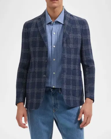 Bugatchi Men's Windowpane Two-Button Blazer | Thumbnail 4 Bugatchi Men's Windowpane Two-Button Blazer | Thumbnail 4