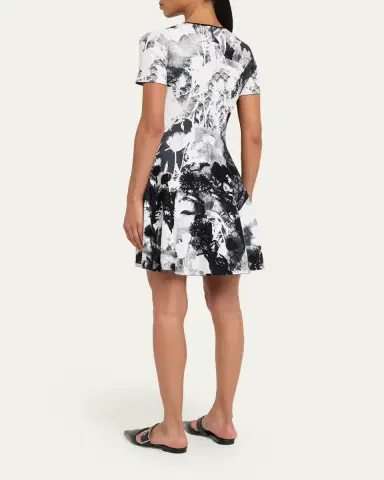 McQueen Floral Jacquard Short-Sleeve Mini Dress | Thumbnail 3 McQueen Floral Jacquard Short-Sleeve Mini Dress | Thumbnail 3