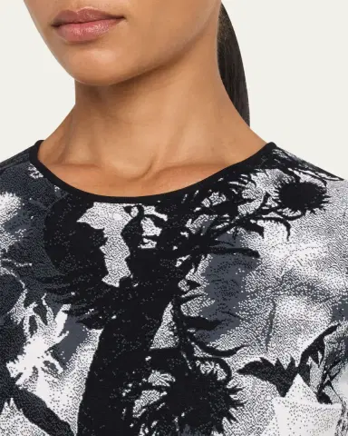McQueen Floral Jacquard Short-Sleeve Mini Dress | Thumbnail 5 McQueen Floral Jacquard Short-Sleeve Mini Dress | Thumbnail 5